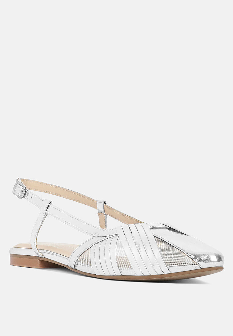 women metallic faux leather slingback sandals#color_silver