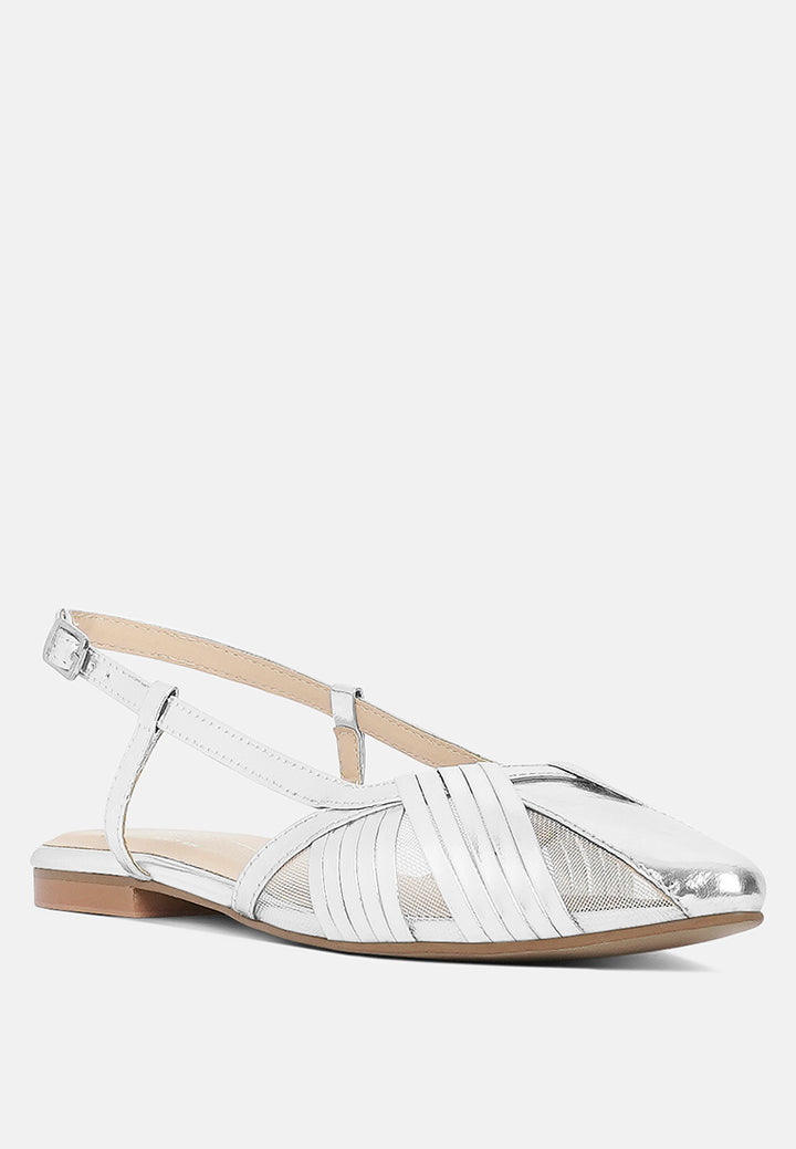 women metallic faux leather slingback sandals#color_silver