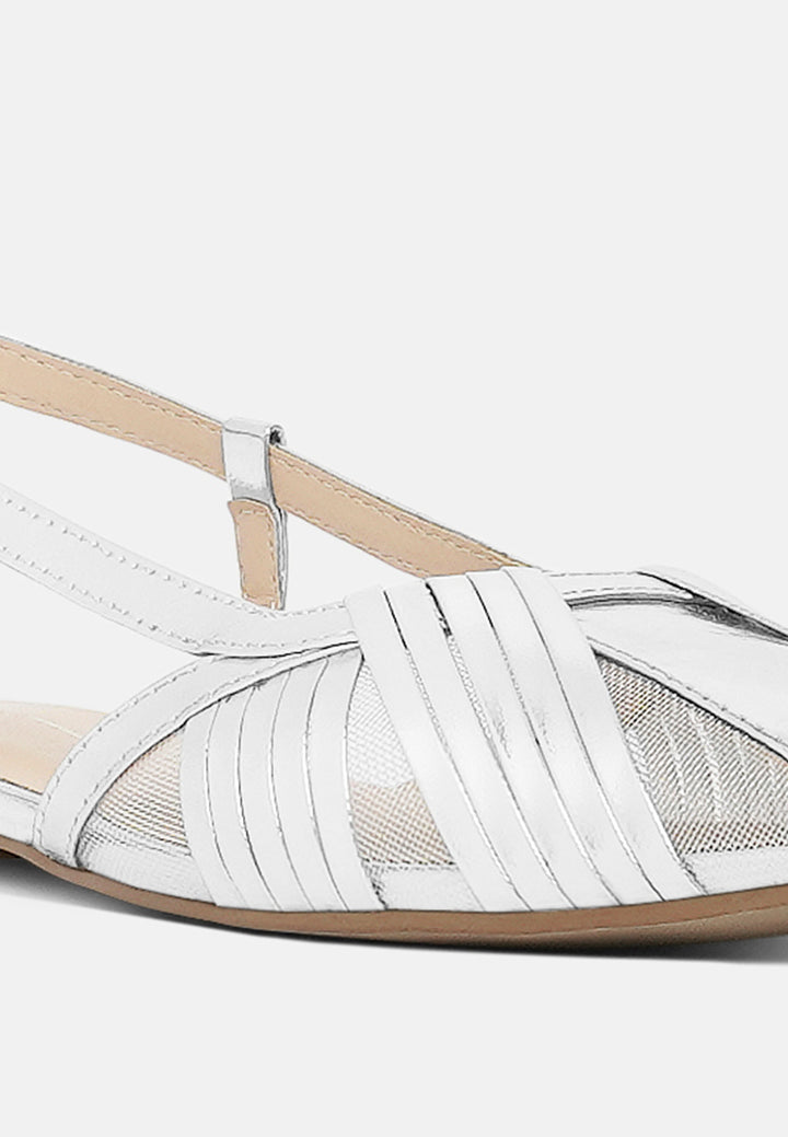 women metallic faux leather slingback sandals#color_silver