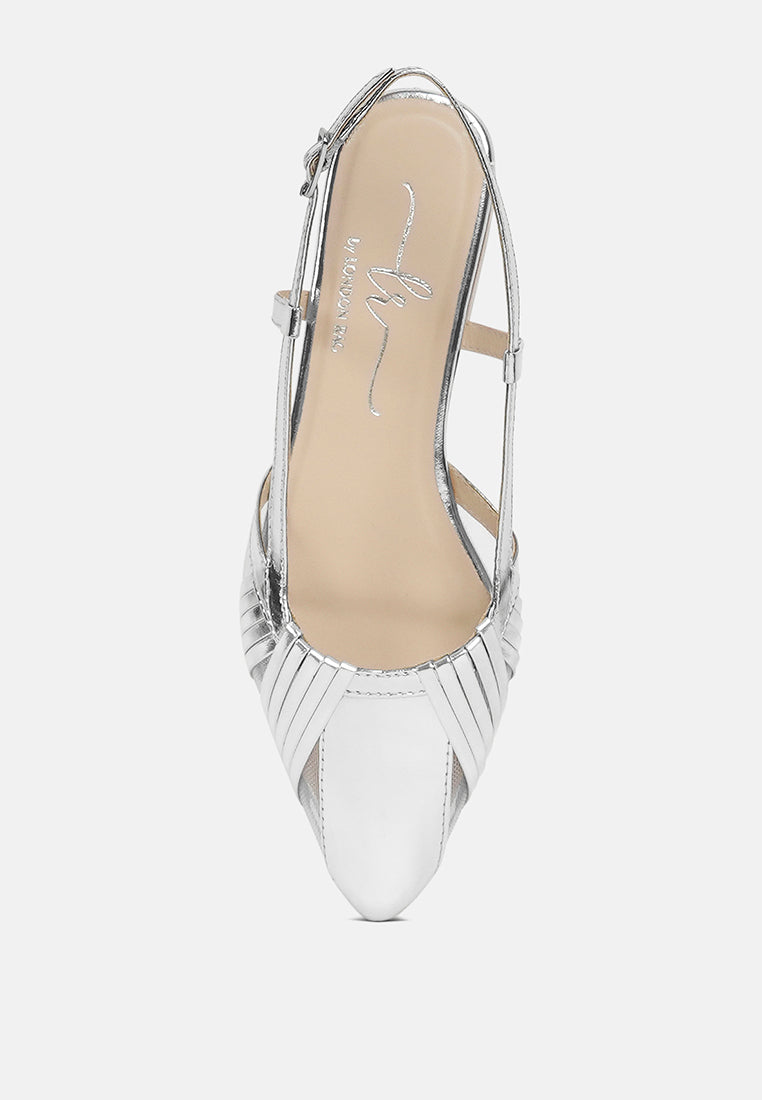 women metallic faux leather slingback sandals#color_silver