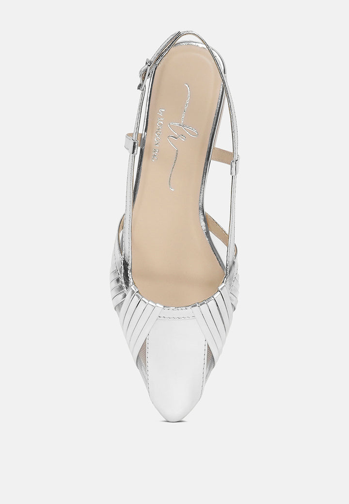 women metallic faux leather slingback sandals#color_silver