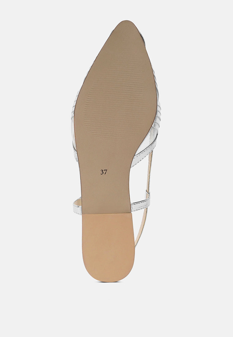 women metallic faux leather slingback sandals#color_silver