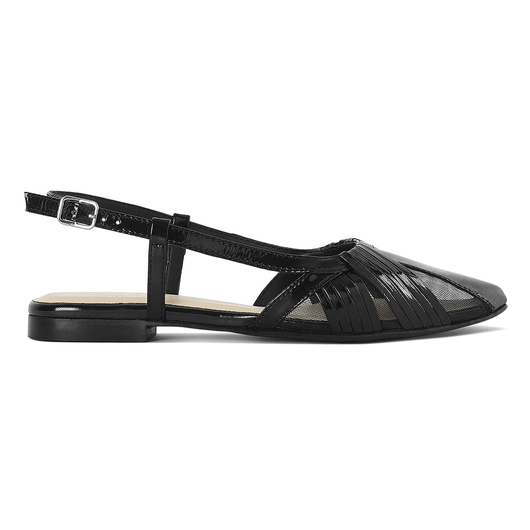 women flat heel slingback sandals#color_black