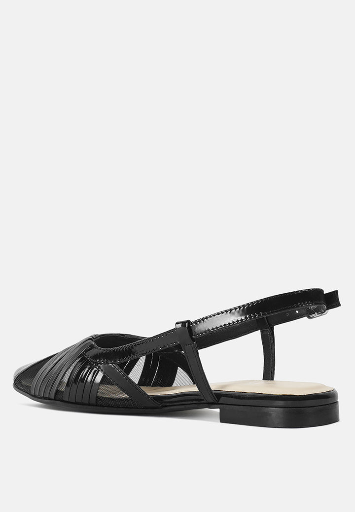 women flat heel slingback sandals#color_black