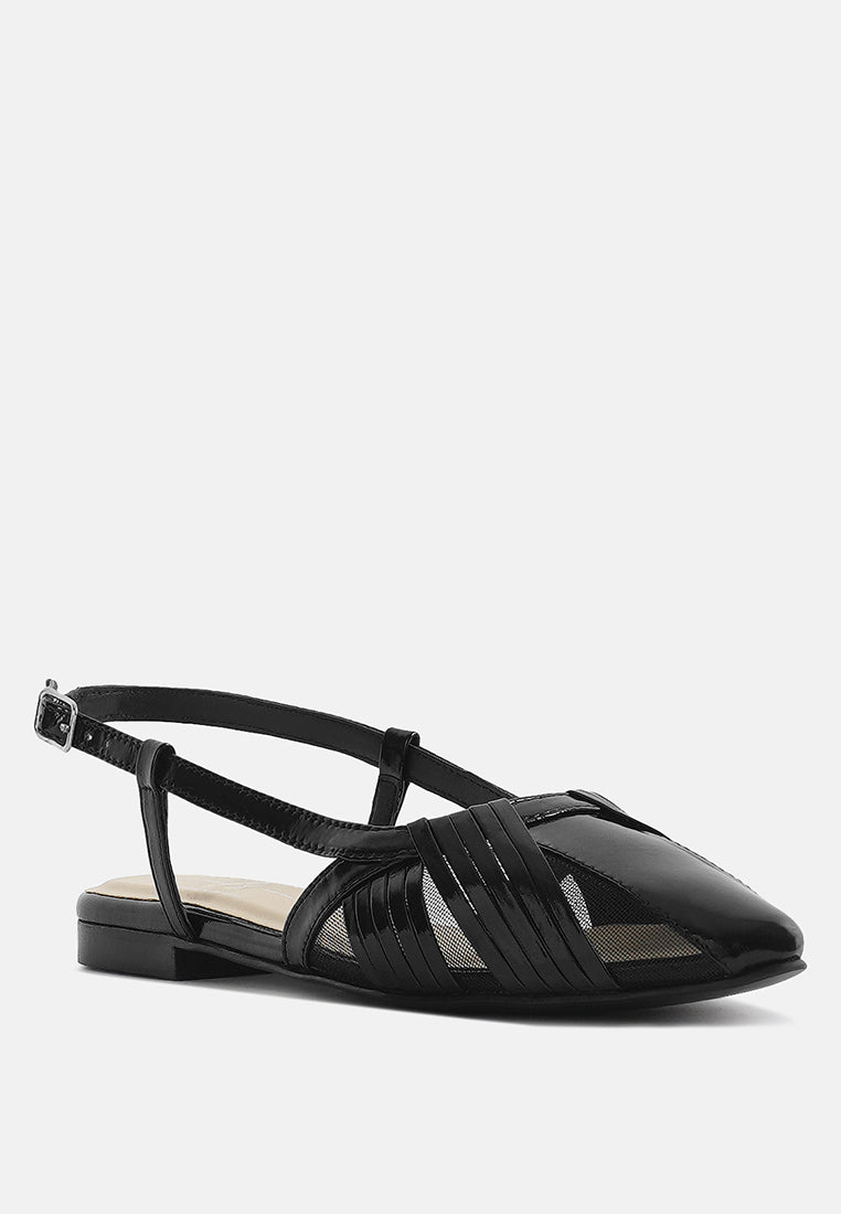 women flat heel slingback sandals#color_black