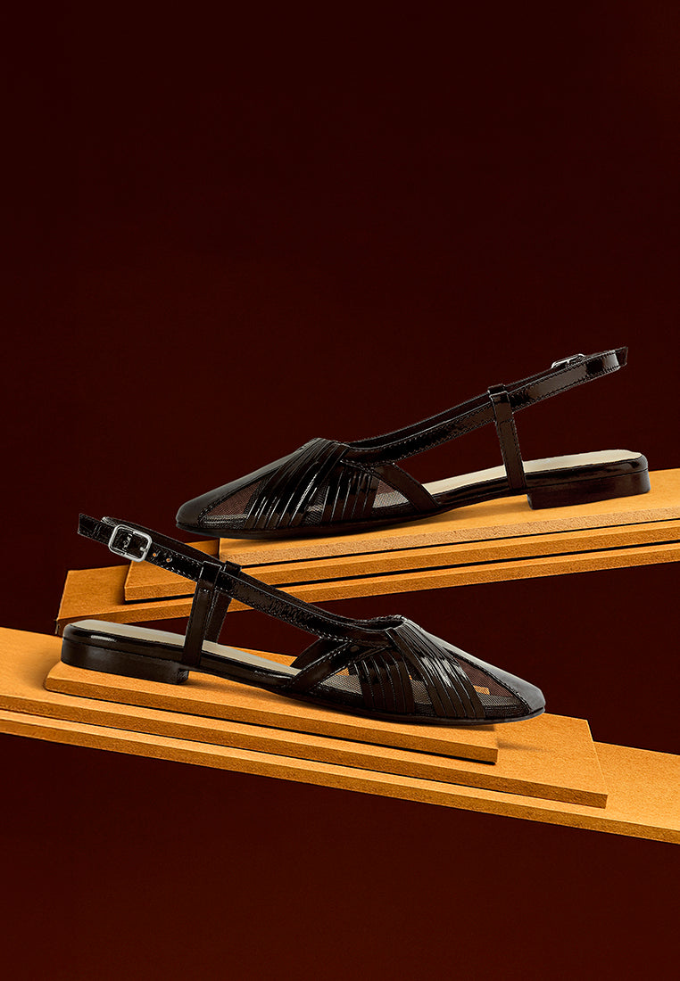 women flat heel slingback sandals#color_black