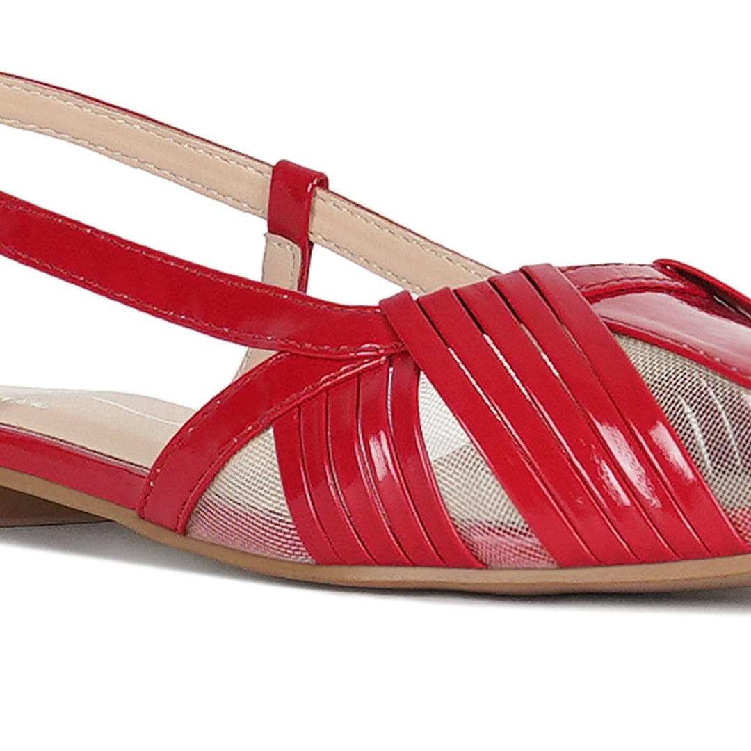women flat heel slingback sandals#color_red