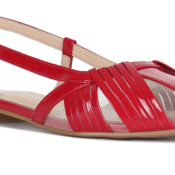 women flat heel slingback sandals#color_red