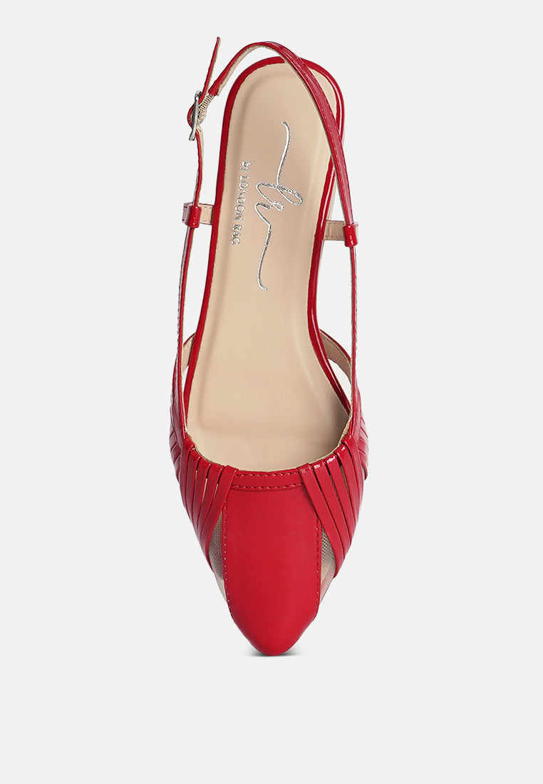 women flat heel slingback sandals#color_red