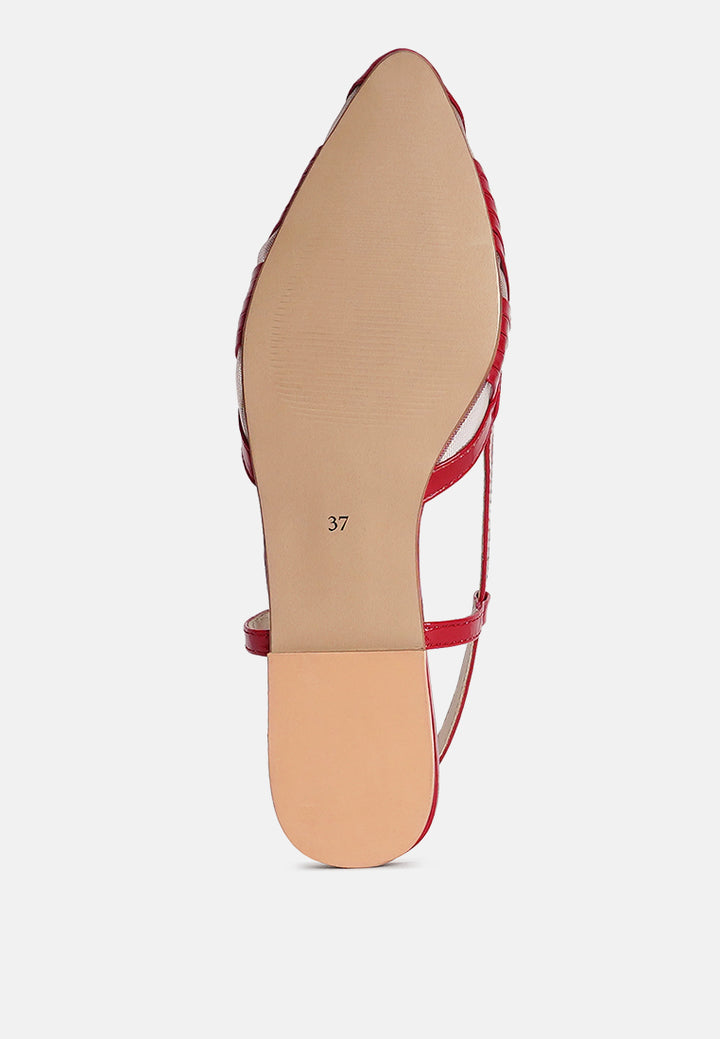 women flat heel slingback sandals#color_red