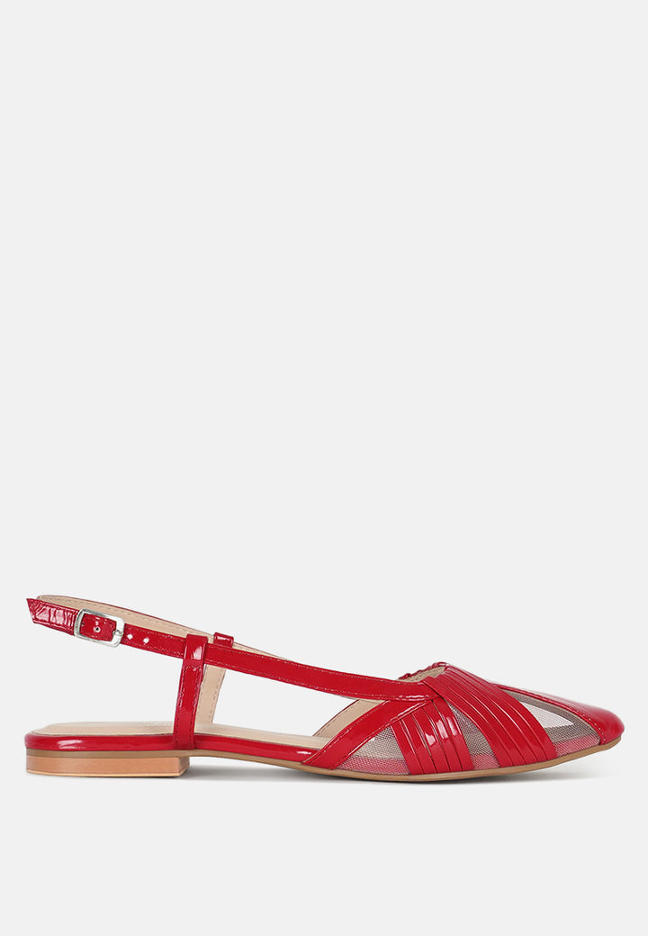 women flat heel slingback sandals#color_red