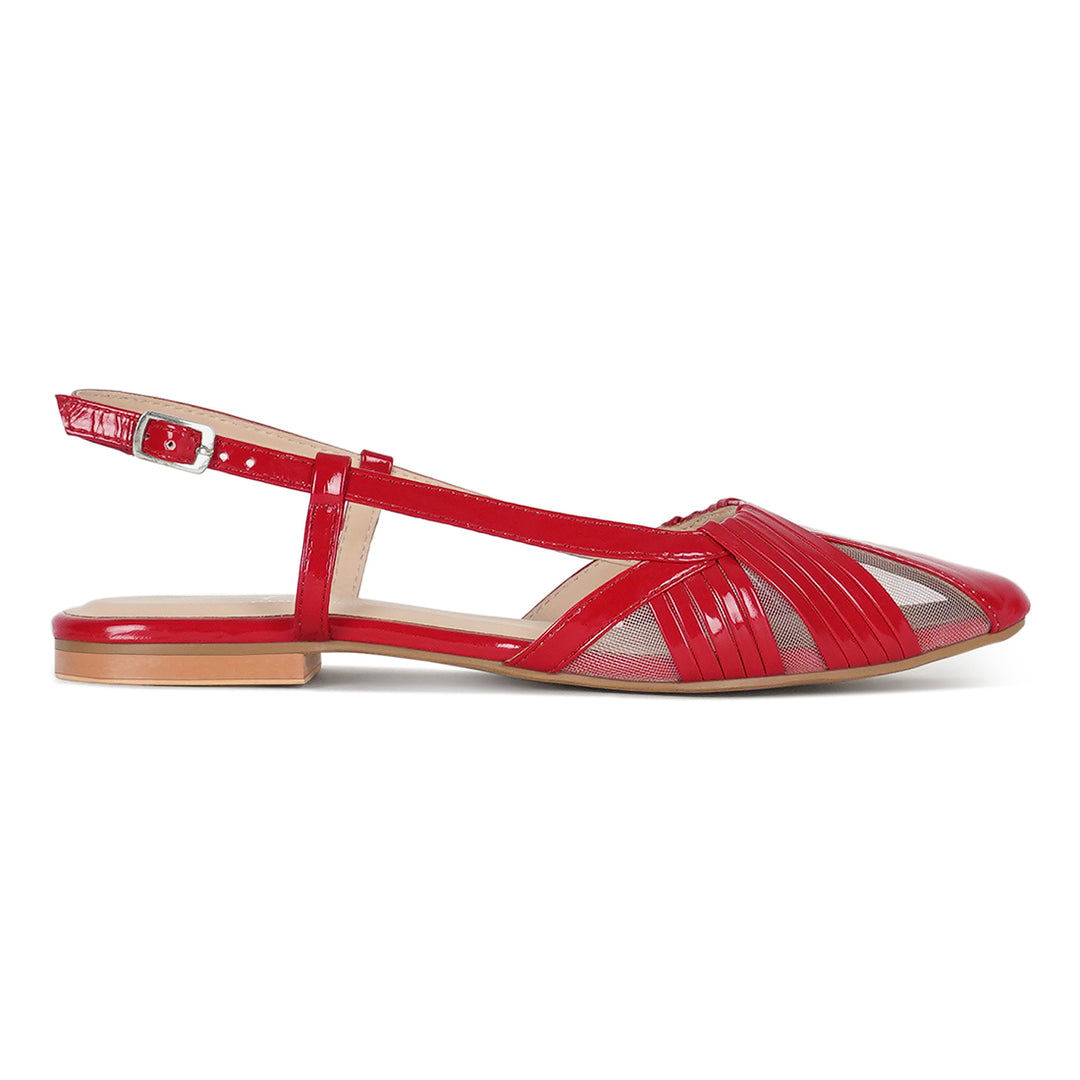 women flat heel slingback sandals#color_red