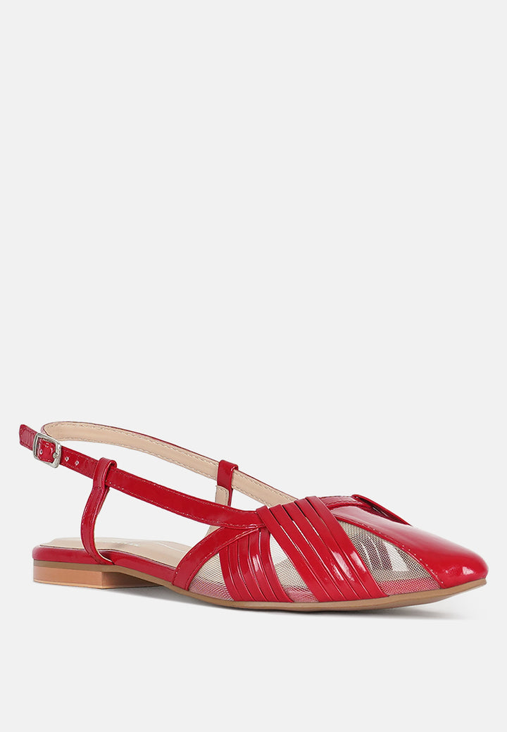 women flat heel slingback sandals#color_red