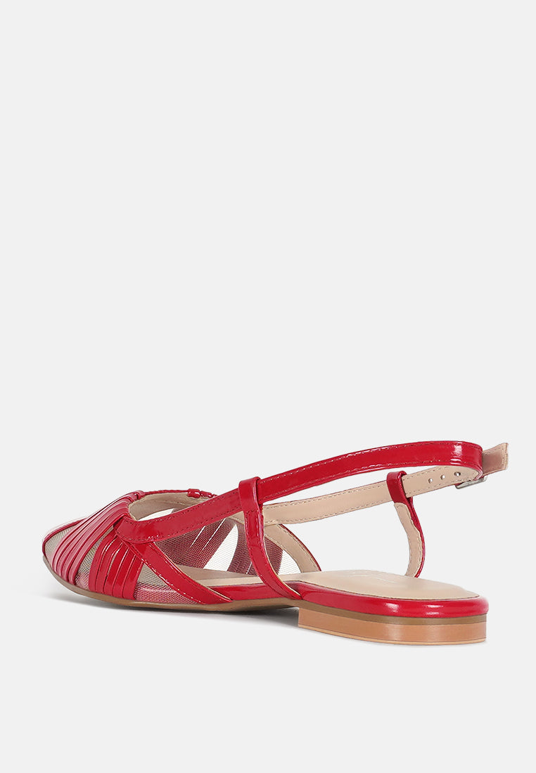 women flat heel slingback sandals#color_red