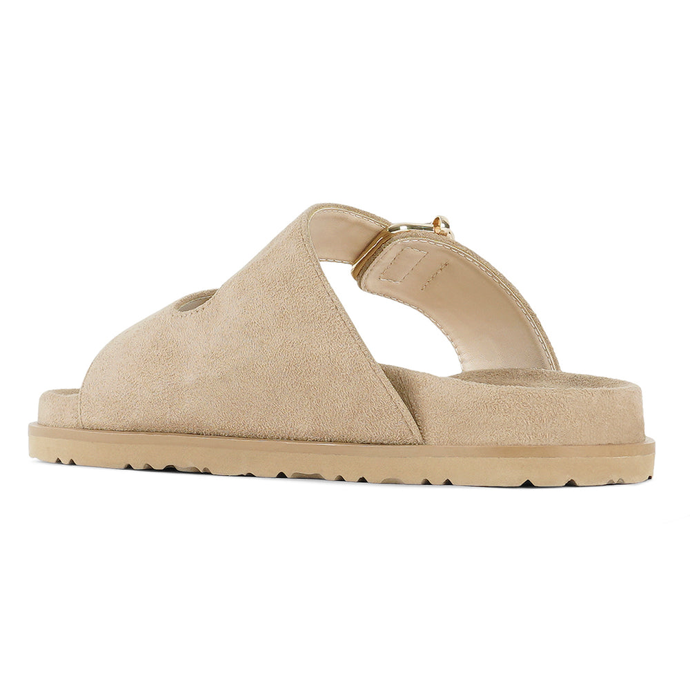 women microfiber buckle detail sandals#color_beige
