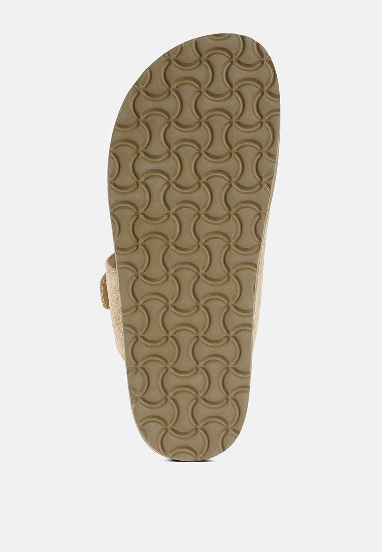 women microfiber buckle detail sandals#color_beige