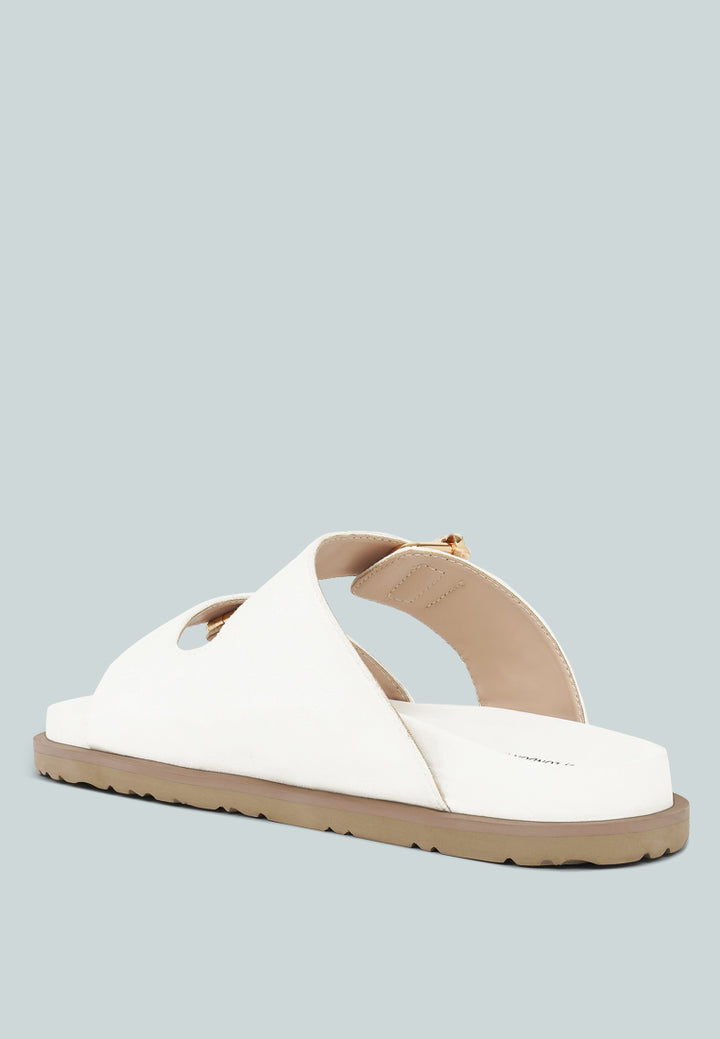 women microfiber buckle detail sandals#color_white