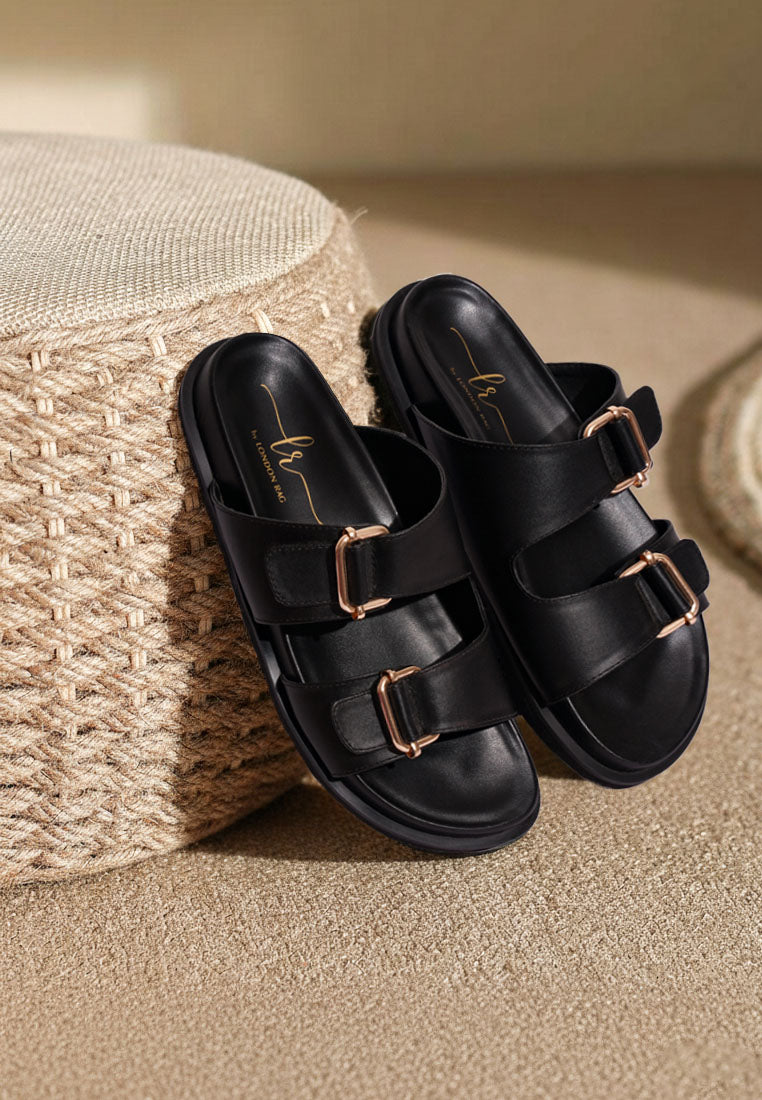 women flat slip ons#color_black