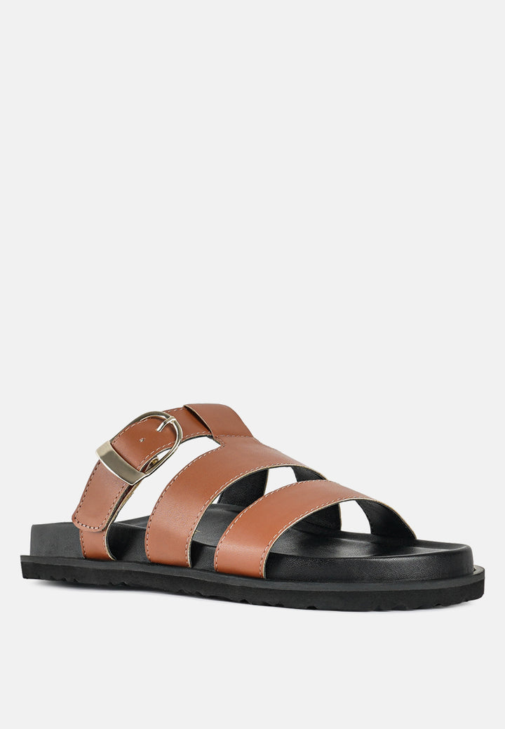 women strappy faux leather slip on flats#color_tan