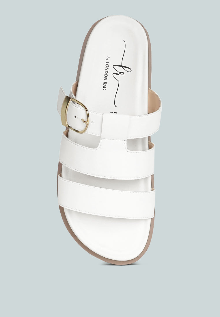 women strappy faux leather slip on flats#color_white