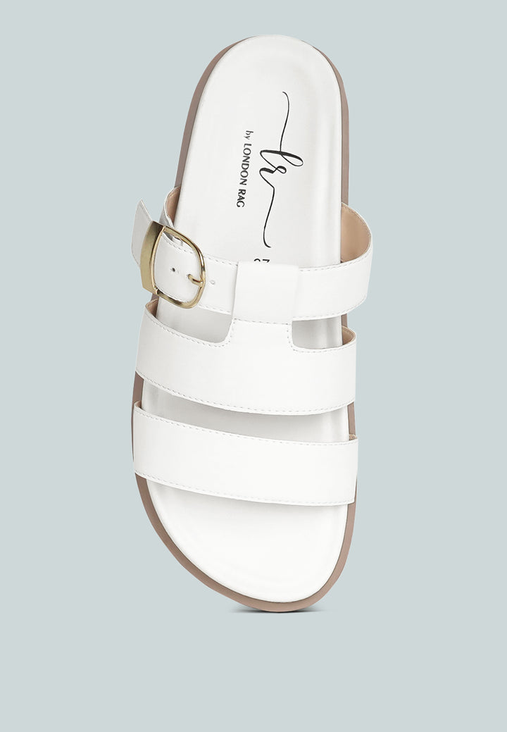 women strappy faux leather slip on flats#color_white