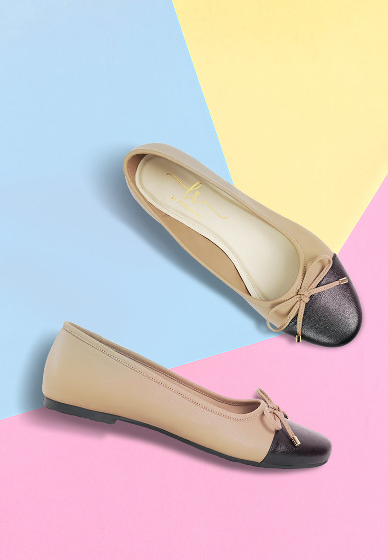 women two tone ballet flats#color_nude
