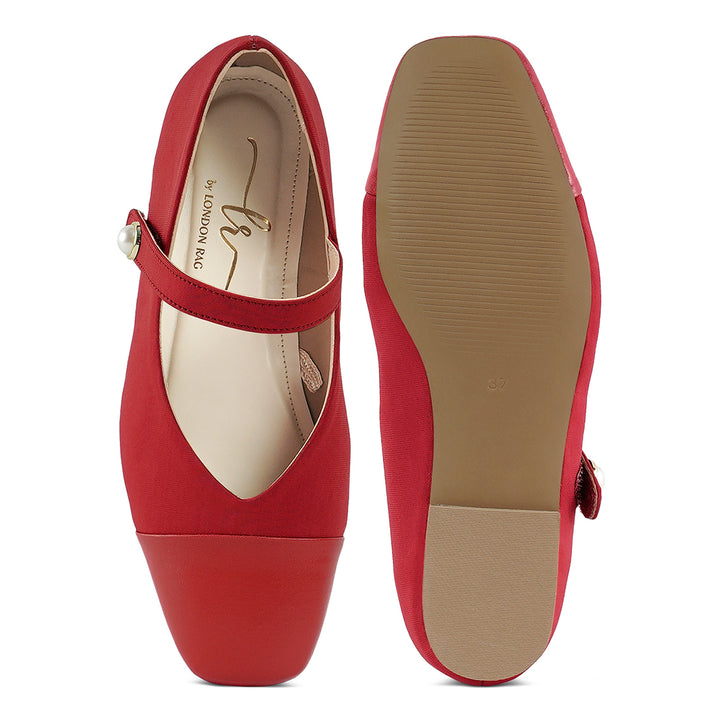 square toe mary jane ballerinas#color_red
