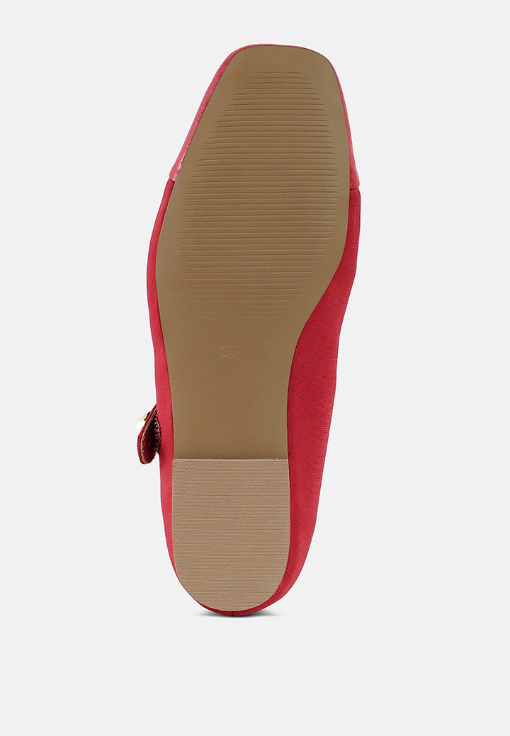 women square toe mary jane ballerinas#color_red