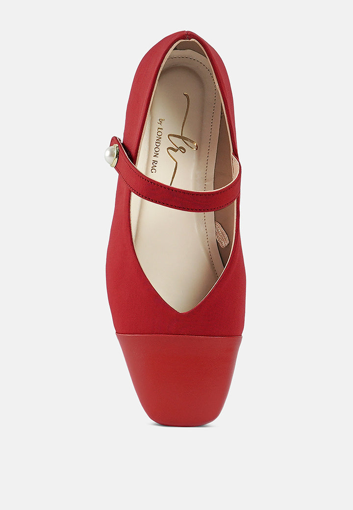 women square toe mary jane ballerinas#color_red