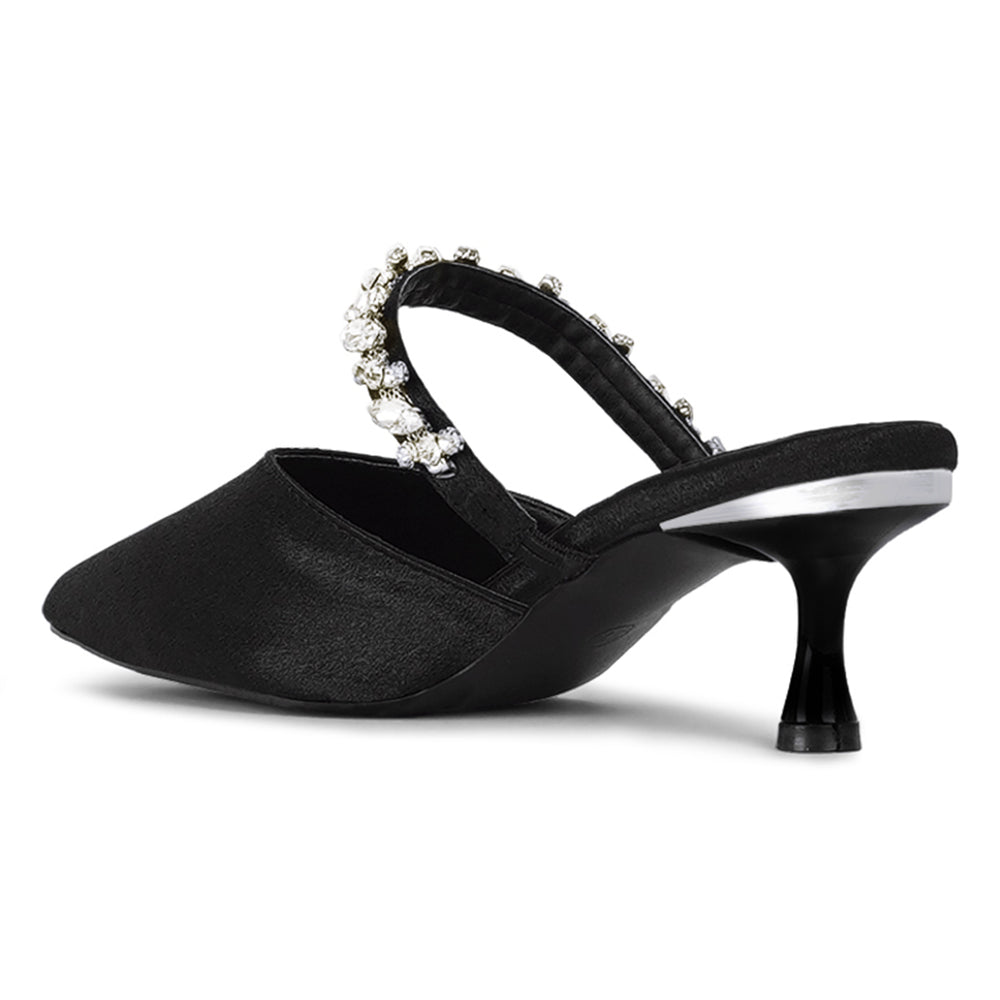 london rag women diamante embellished strap mules#color_black