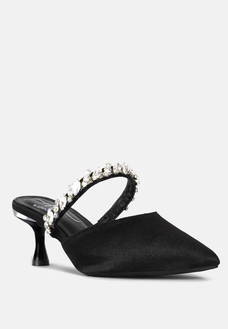 london rag women diamante embellished strap mules#color_black