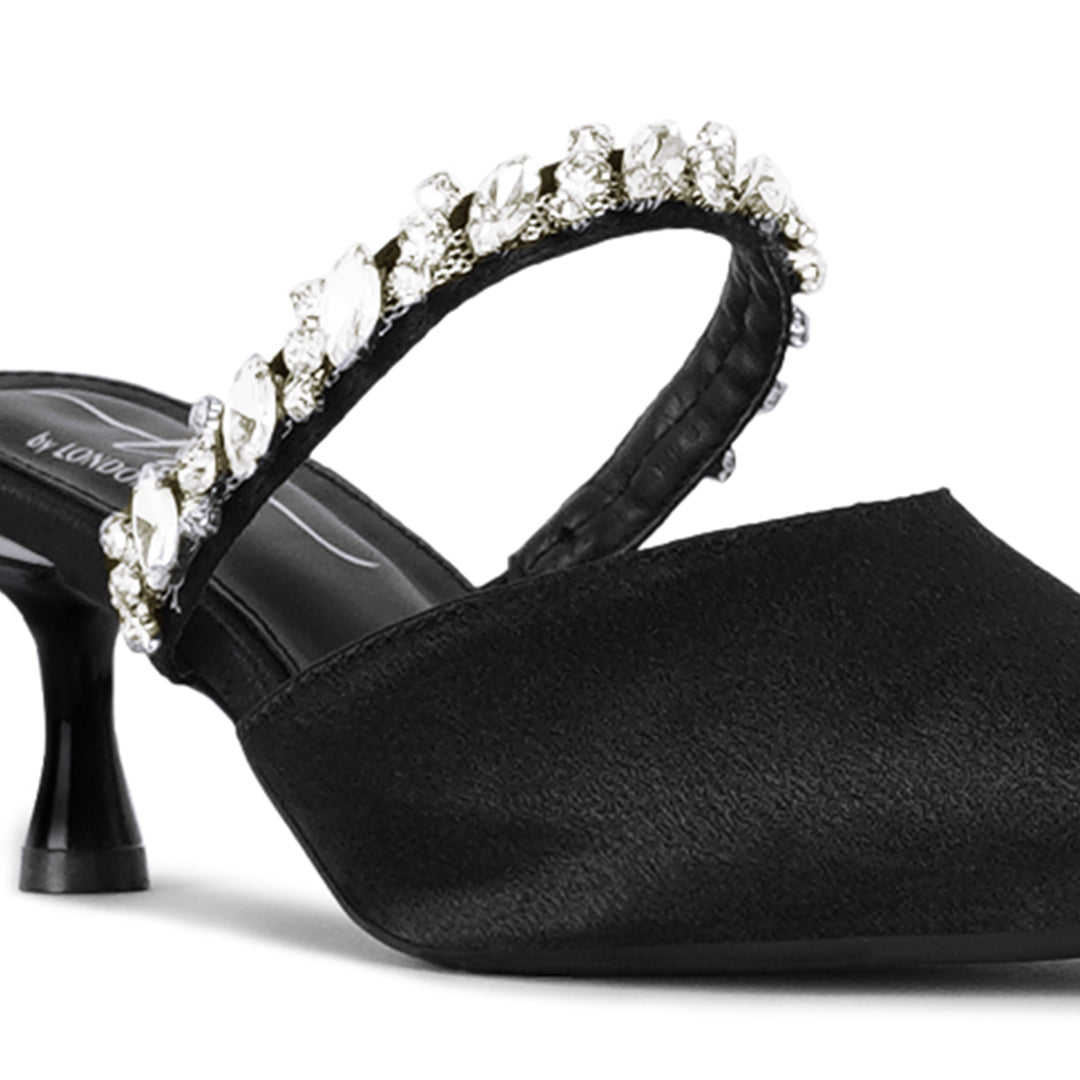 london rag women diamante embellished strap mules#color_black