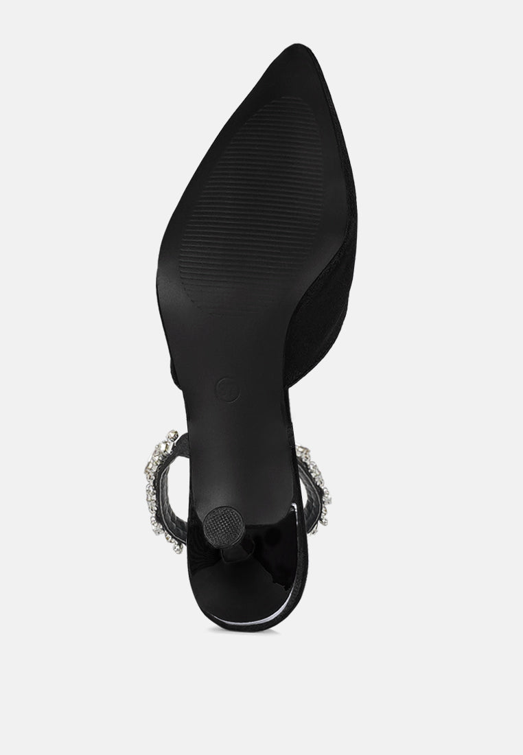 london rag women diamante embellished strap mules#color_black