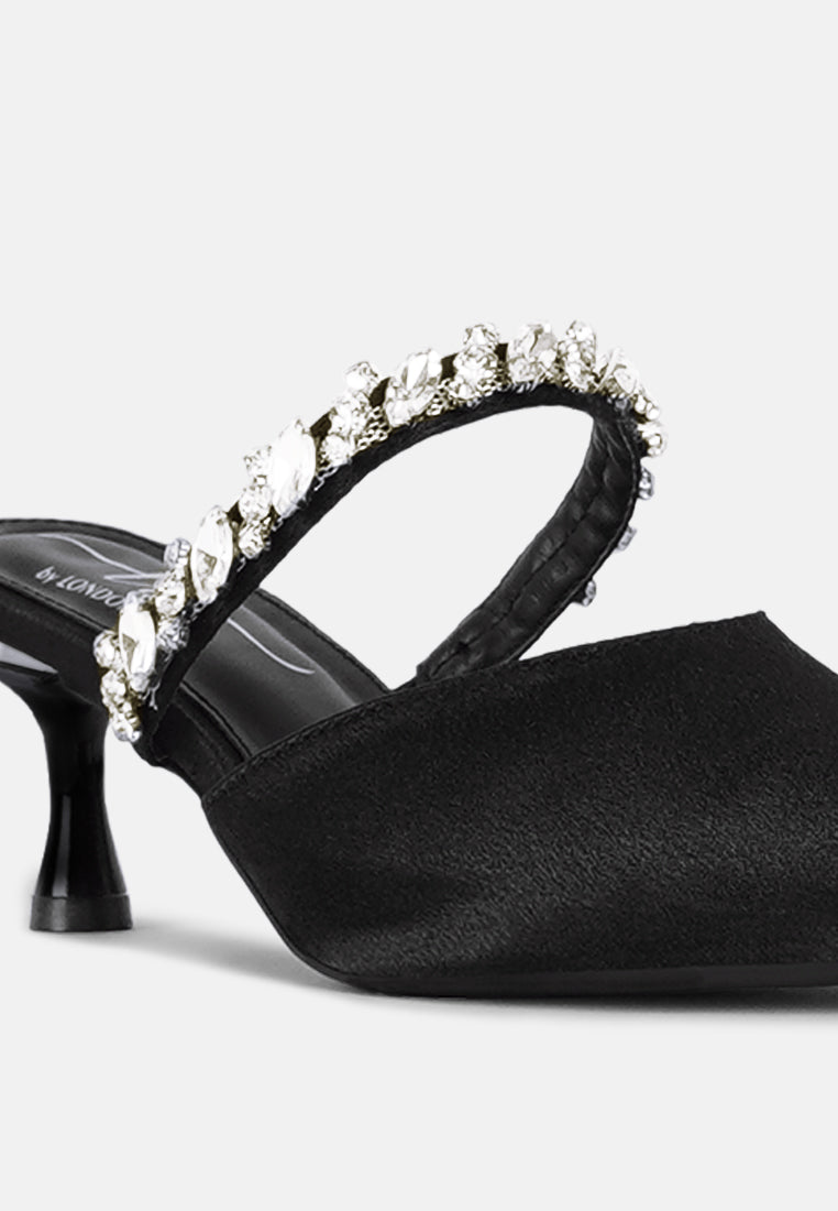 london rag women diamante embellished strap mules#color_black