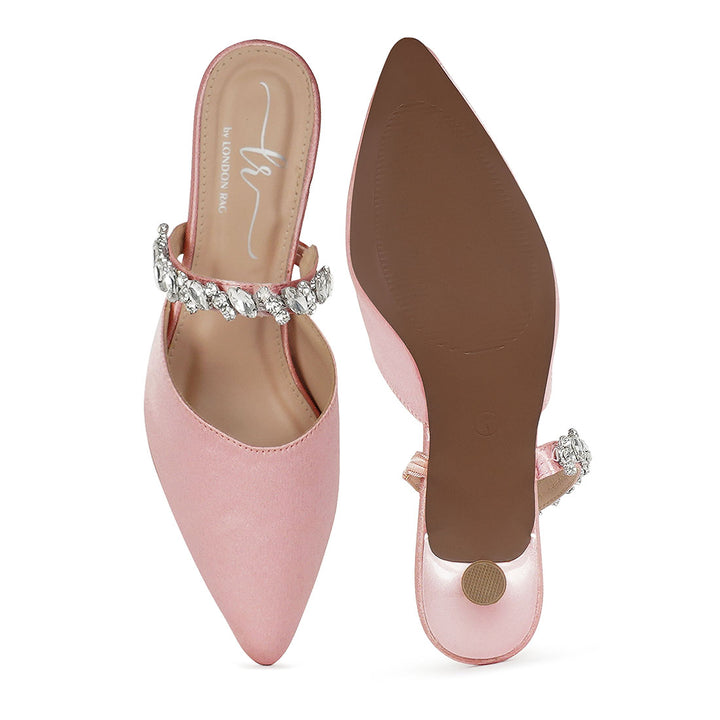 london rag women diamante embellished strap mules#color_blush