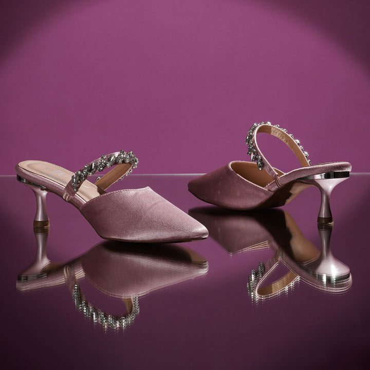 Women Diamante Embellished Strap Mules