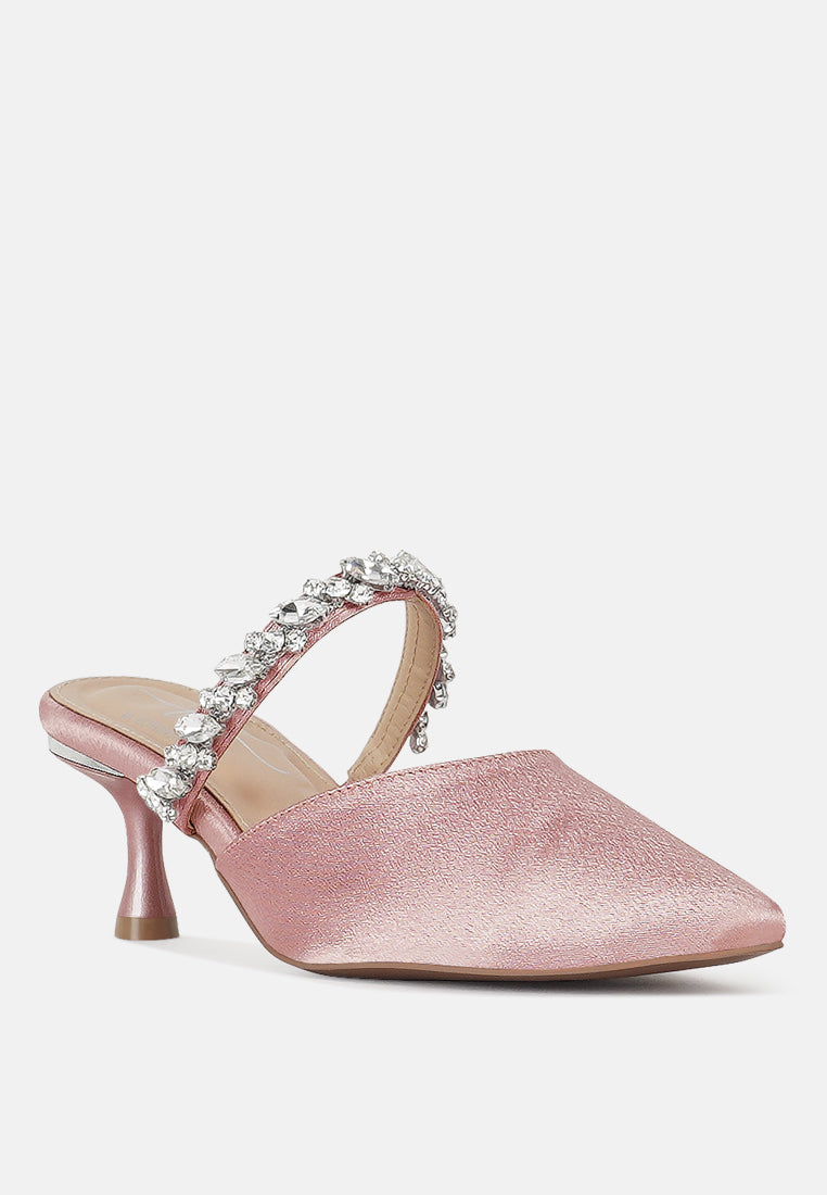 london rag women diamante embellished strap mules#color_blush
