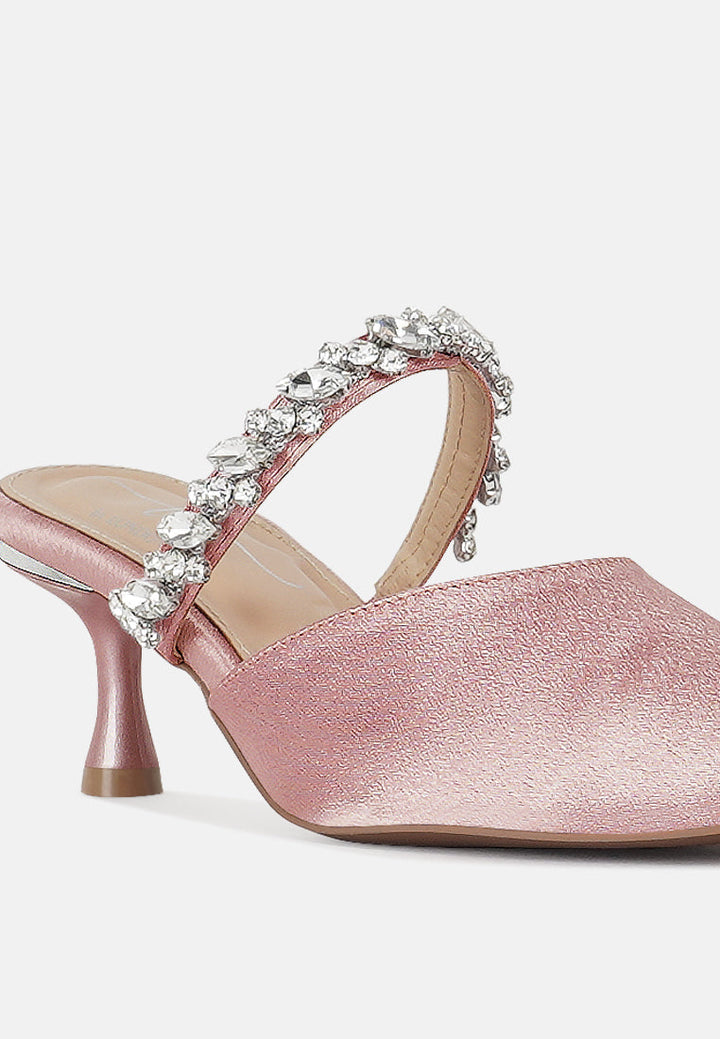 london rag women diamante embellished strap mules#color_blush