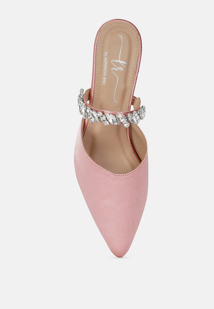 london rag women diamante embellished strap mules#color_blush