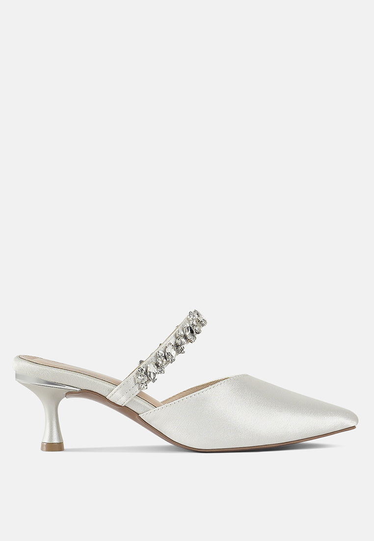 london rag women diamante embellished strap mules#color_white