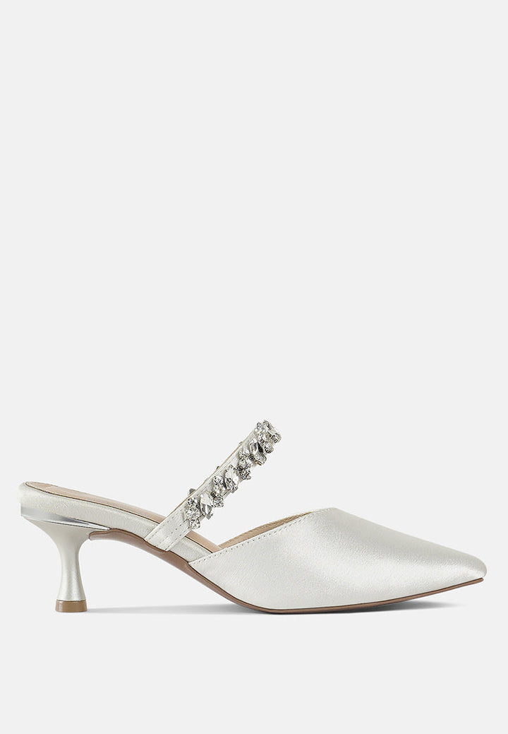 london rag women diamante embellished strap mules#color_white