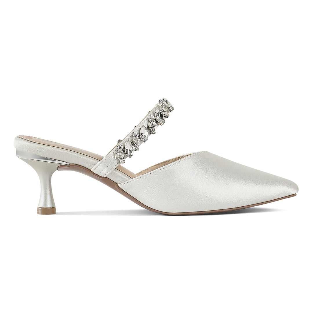 london rag women diamante embellished strap mules#color_white
