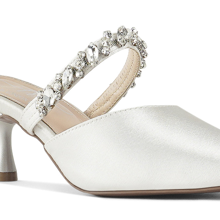 london rag women diamante embellished strap mules#color_white