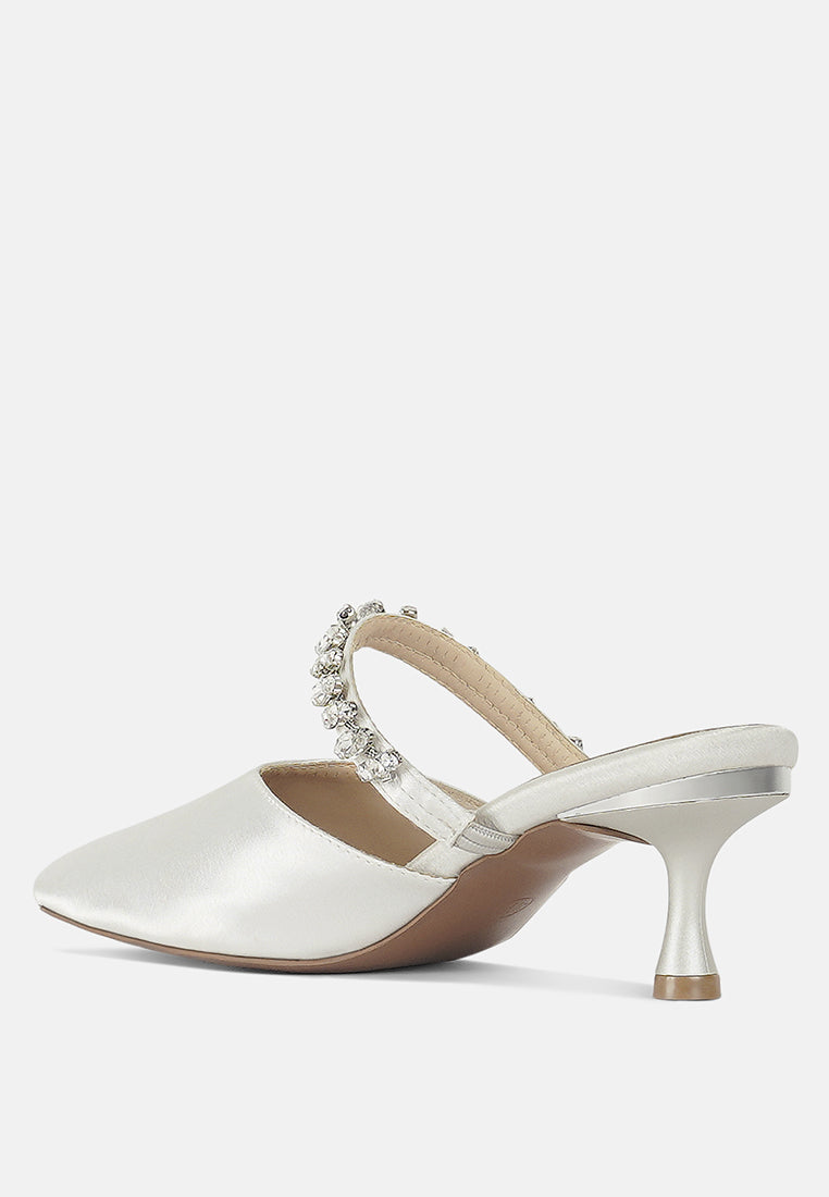 london rag women diamante embellished strap mules#color_white