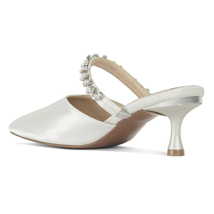 london rag women diamante embellished strap mules#color_white