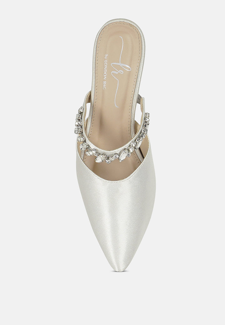 women diamante embellished strap mules#color_white