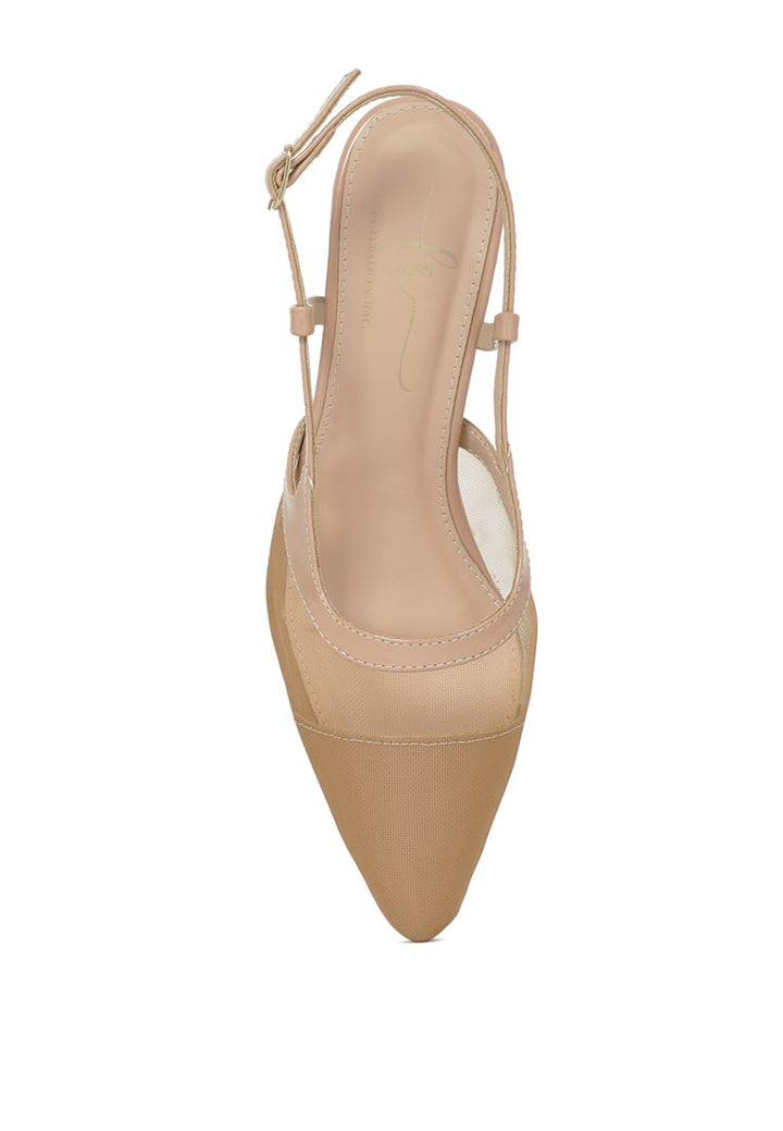 Women Pointy Toe Kitten Heel Slingbacks