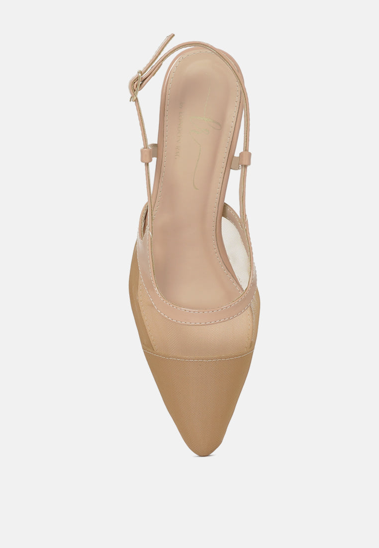 women pointy toe kitten heel slingbacks#color_taupe