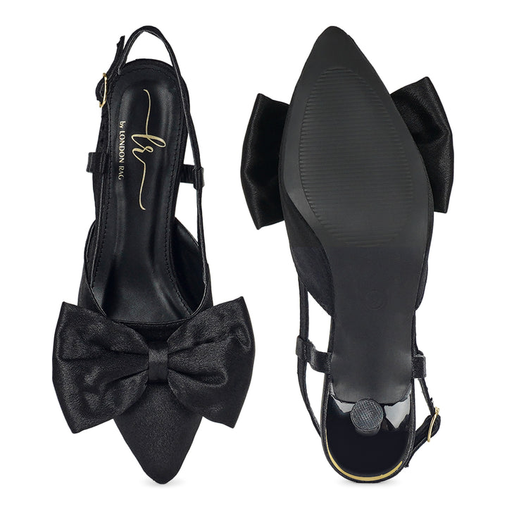london rag women bow detail slingback sandals#color_black
