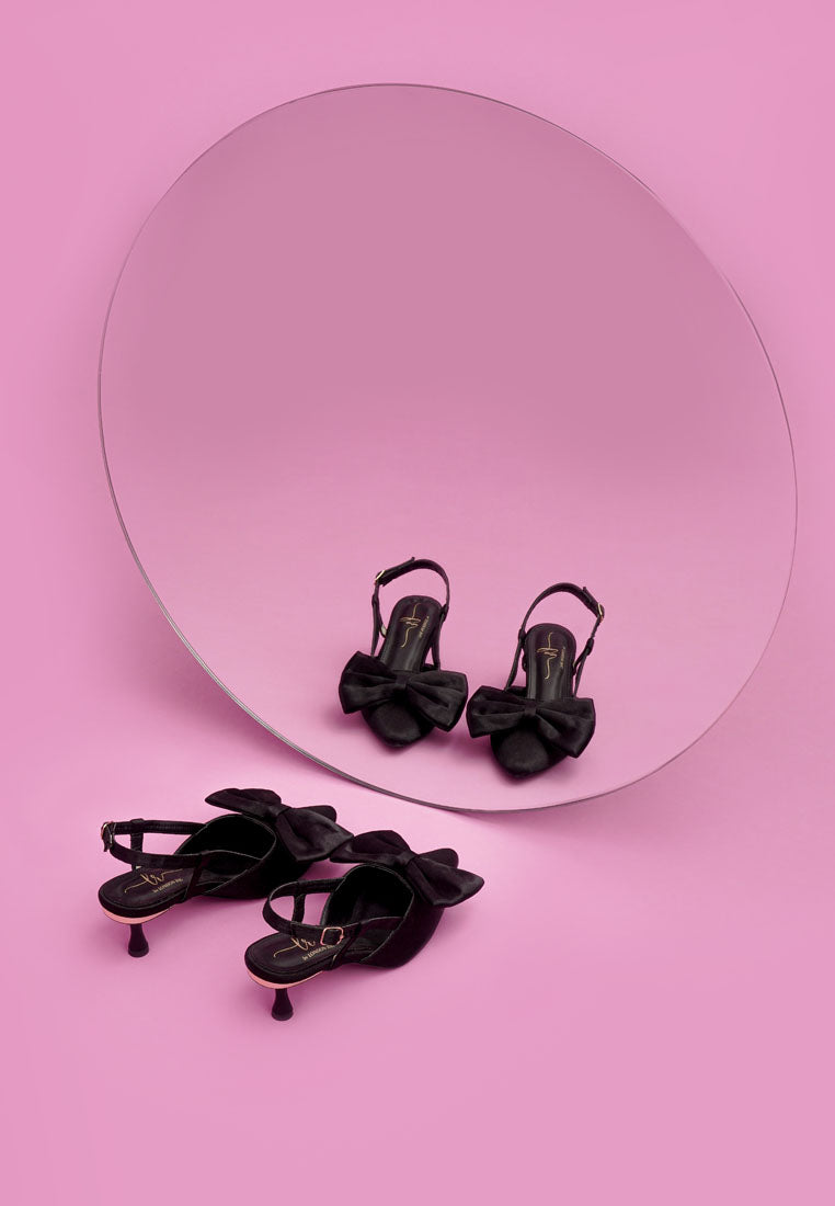 women bow detail slingback sandals#color_black